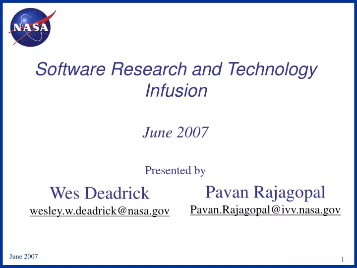 software research and technology infusion june