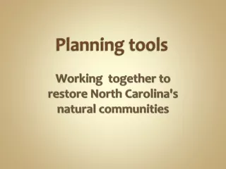 Planning tools
