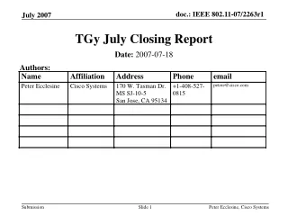 TGy July Closing Report