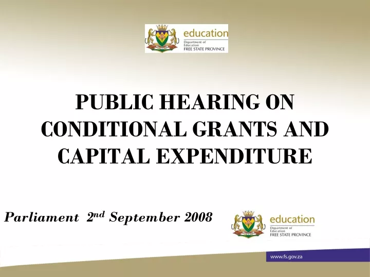 public hearing on conditional grants and capital expenditure