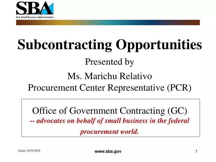 subcontracting opportunities presented
