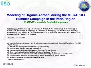 Modeling  of Organic Aerosol during the MEGAPOLI Summer Campaign in the Paris Region
