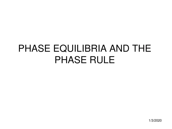 phase equilibria and the phase rule