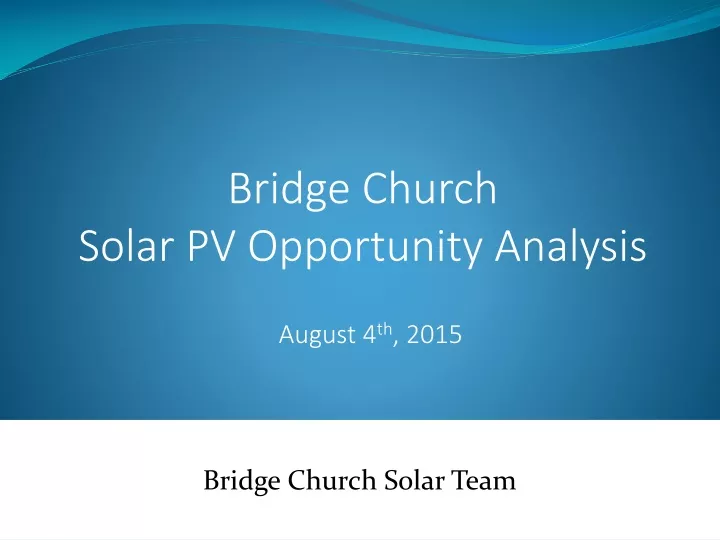 bridge church solar pv opportunity analysis
