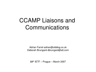 CCAMP Liaisons and Communications