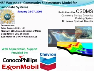 Kindly Hosted by:  CSDMS  Community Surface Dynamics Modeling System Dr. James Syvitski, Director