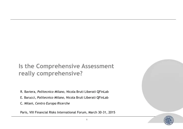 is the comprehensive assessment really