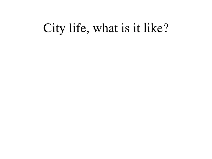 city life what is it like