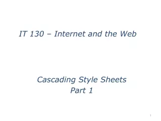 Cascading Style Sheets Part 1