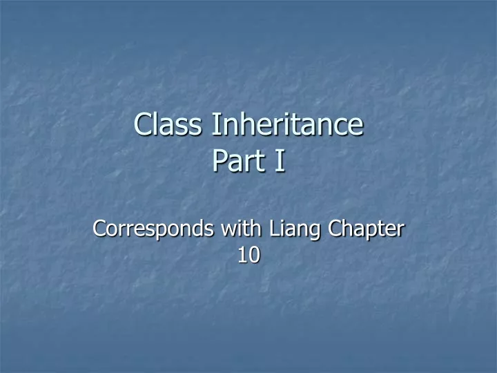 class inheritance part i
