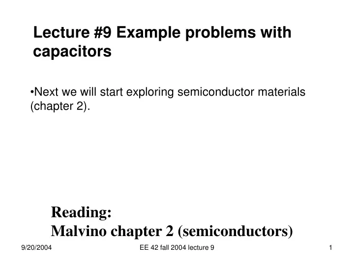 lecture 9 example problems with capacitors