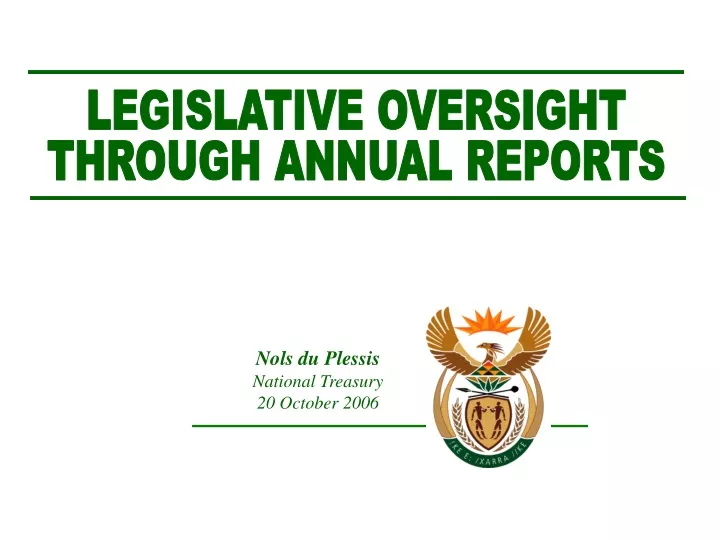 legislative oversight through annual reports