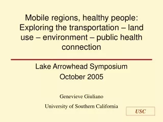 Lake Arrowhead Symposium October 2005