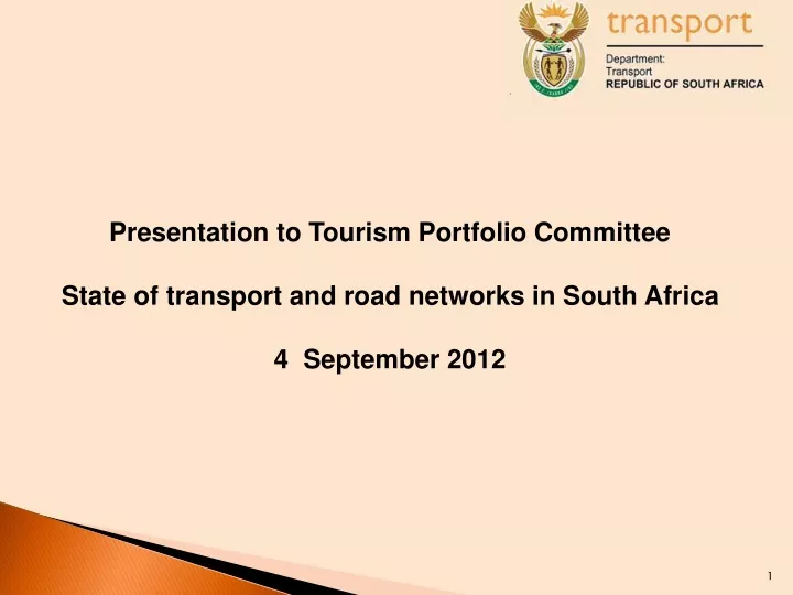 presentation to tourism portfolio committee state