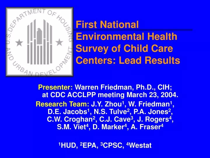 first national environmental health survey of child care centers lead results