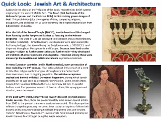 Quick Look:  Jewish Art &amp; Architecture
