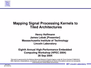 Mapping Signal Processing Kernels to  Tiled Architectures