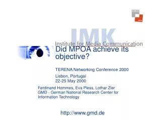 Did MPOA achieve its objective? TERENA Networking Conference 2000 Lisbon, Portugal 22-25 May 2000