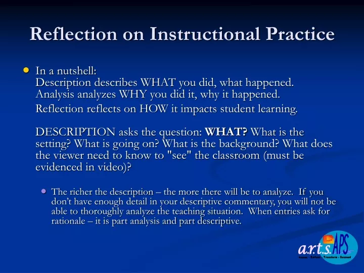 reflection on instructional practice