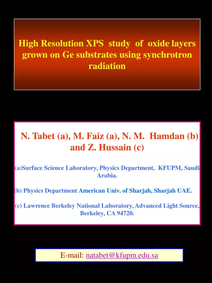 high resolution xps study of oxide layers grown