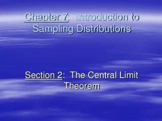 Chapter 7 :  Introduction to Sampling Distributions