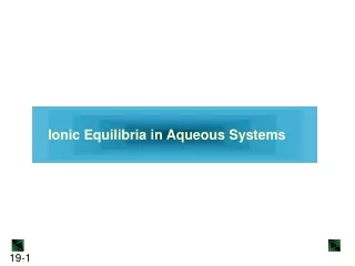 Ionic Equilibria in Aqueous Systems