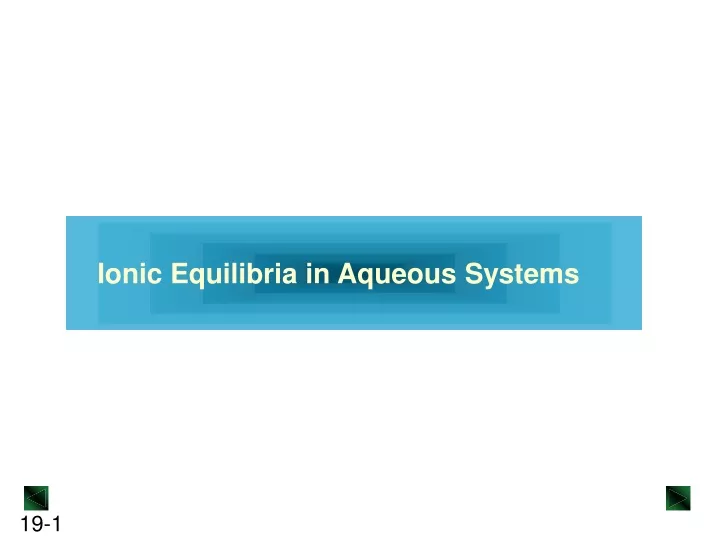 ionic equilibria in aqueous systems