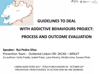LISBON ADDICTIONS 2017 -  STRUCTURED SESSION 39 -  OCTOBER 26 th