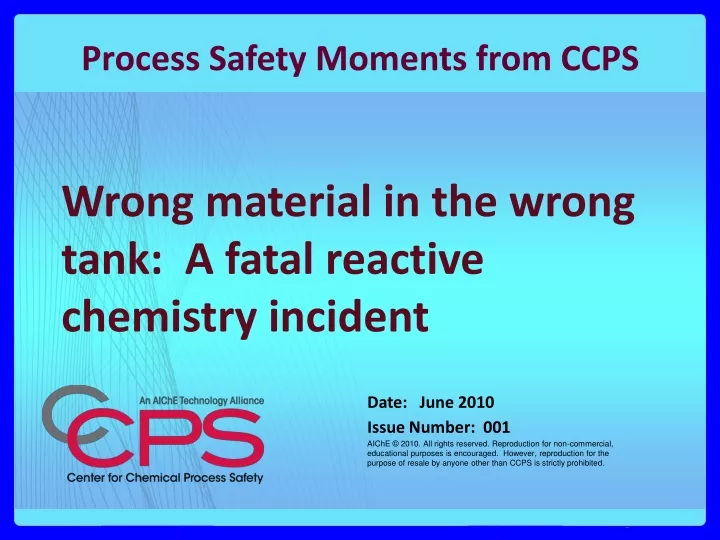 wrong material in the wrong tank a fatal reactive chemistry incident