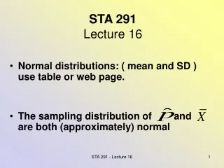 STA 291 Lecture 16