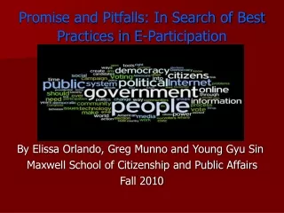 Promise and Pitfalls: In Search of Best  Practices in E-Participation