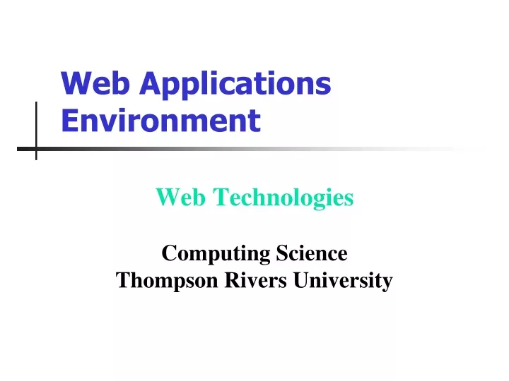 web applications environment