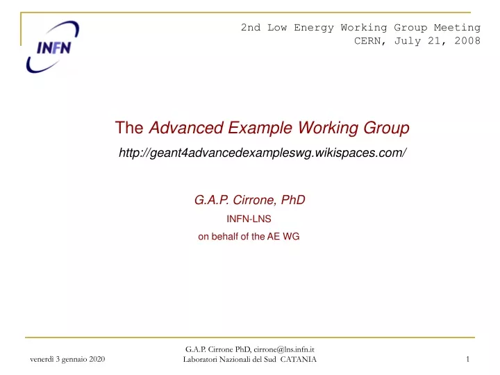 2nd low energy working group meeting cern july