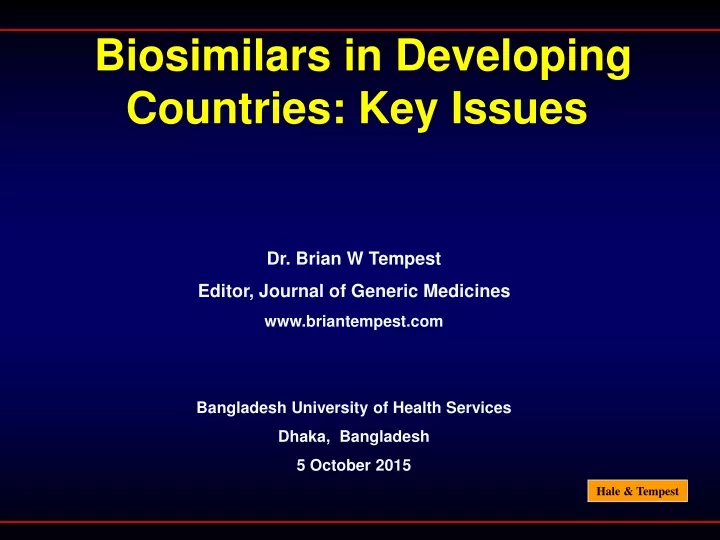 biosimilars in developing countries key issues