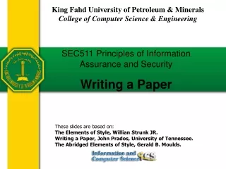 SEC511 Principles of Information Assurance and Security Writing a Paper
