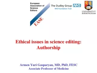 Ethical issues in science editing: Authorship