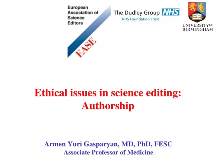 ethical issues in science editing authorship