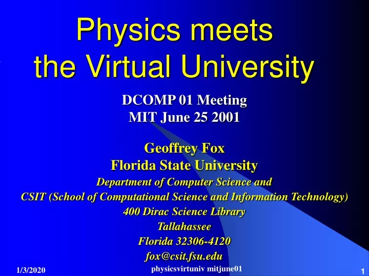 physics meets the virtual university
