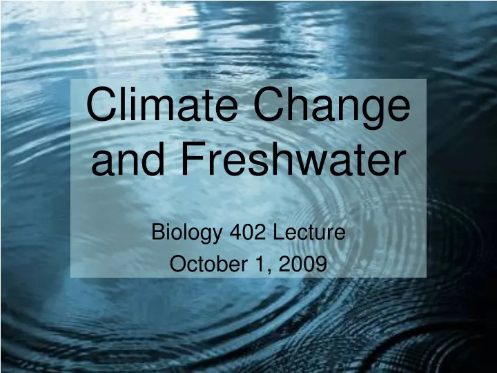 climate change and freshwater