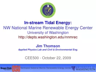 In-stream Tidal Energy: