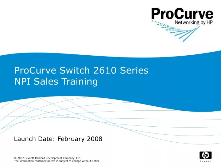 procurve switch 2610 series npi sales training