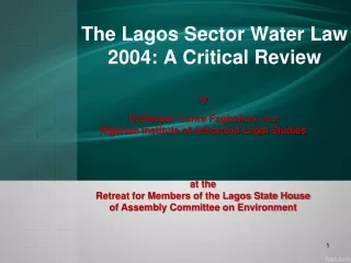 The Lagos Sector Water Law 2004: A Critical Review
