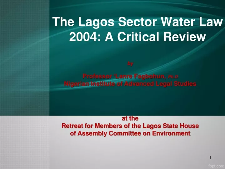the lagos sector water law 2004 a critical review