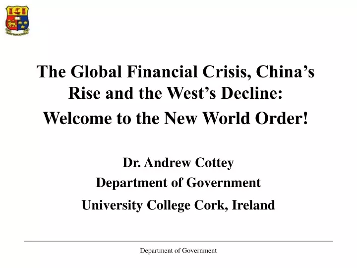 the global financial crisis china s rise and the west s decline welcome to the new world order