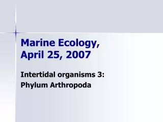 Marine Ecology,  April 25, 2007