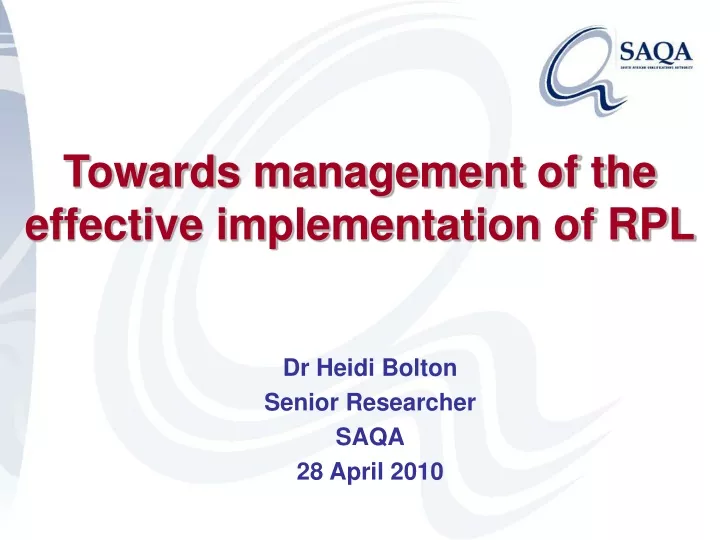 towards management of the effective
