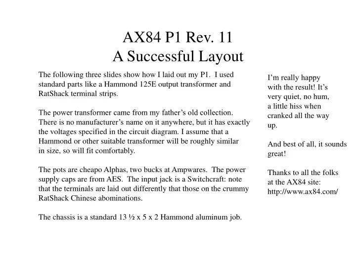 ax84 p1 rev 11 a successful layout