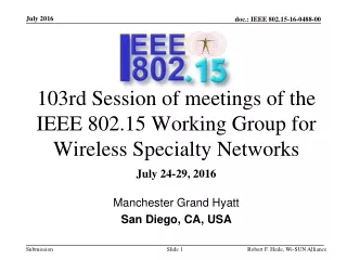 103rd  Session of meetings of the IEEE 802.15 Working Group for Wireless  Specialty Networks