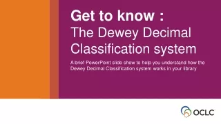 Get to know the Dewey Decimal Classification system