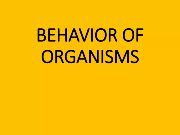 behavior of organisms